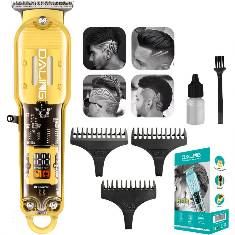 Transparent Rechargeable Daling DL-1585 Wireless Hair & Beard Trimmer with LED Display