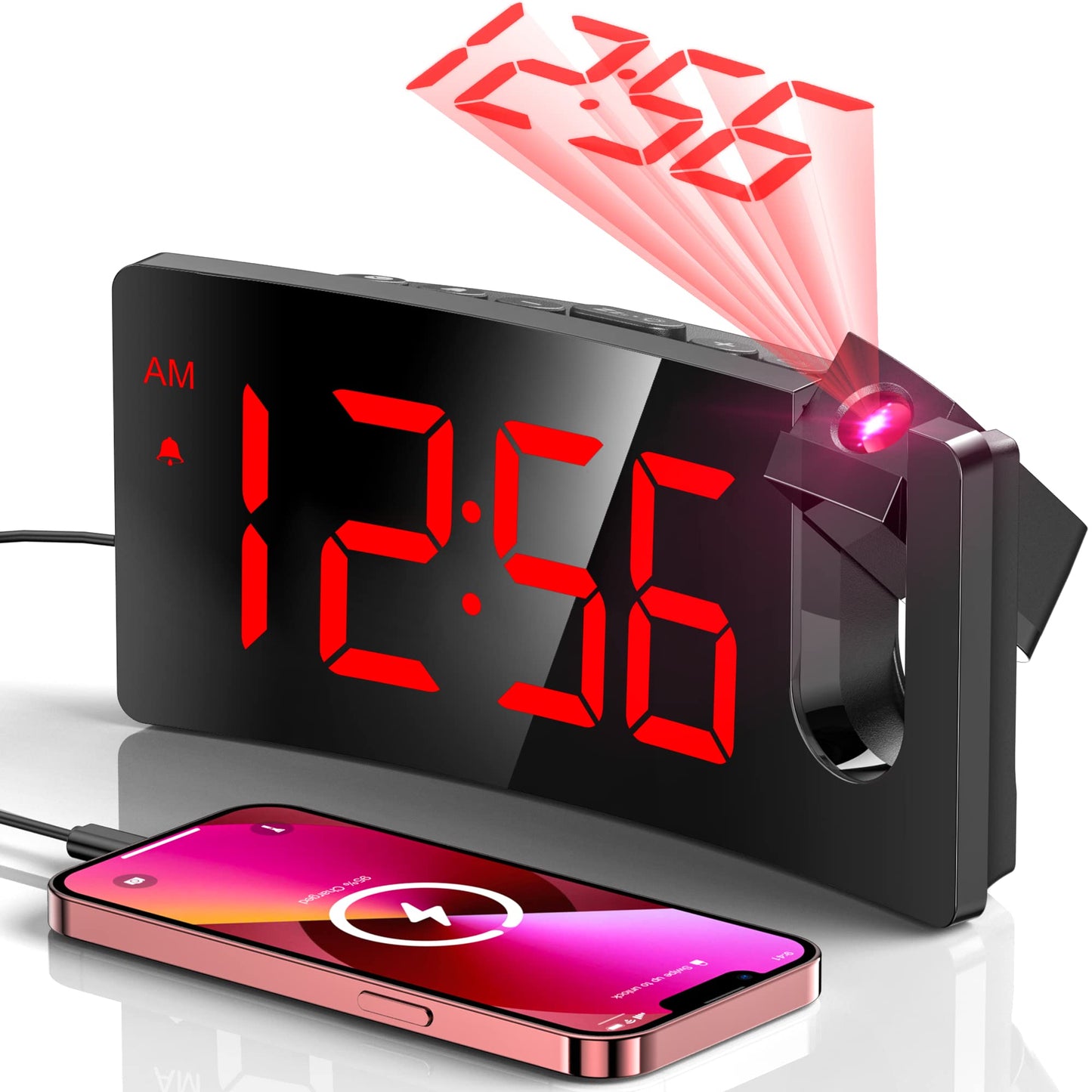 LED Projection Alarm Clock with Time & Temp Display for Home