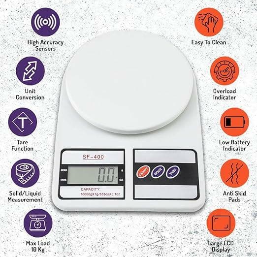 Digital Kitchen Scale - 10kg Capacity, Battery Operated