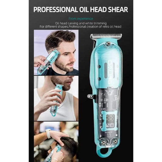 Transparent Rechargeable Daling DL-1585 Wireless Hair & Beard Trimmer with LED Display